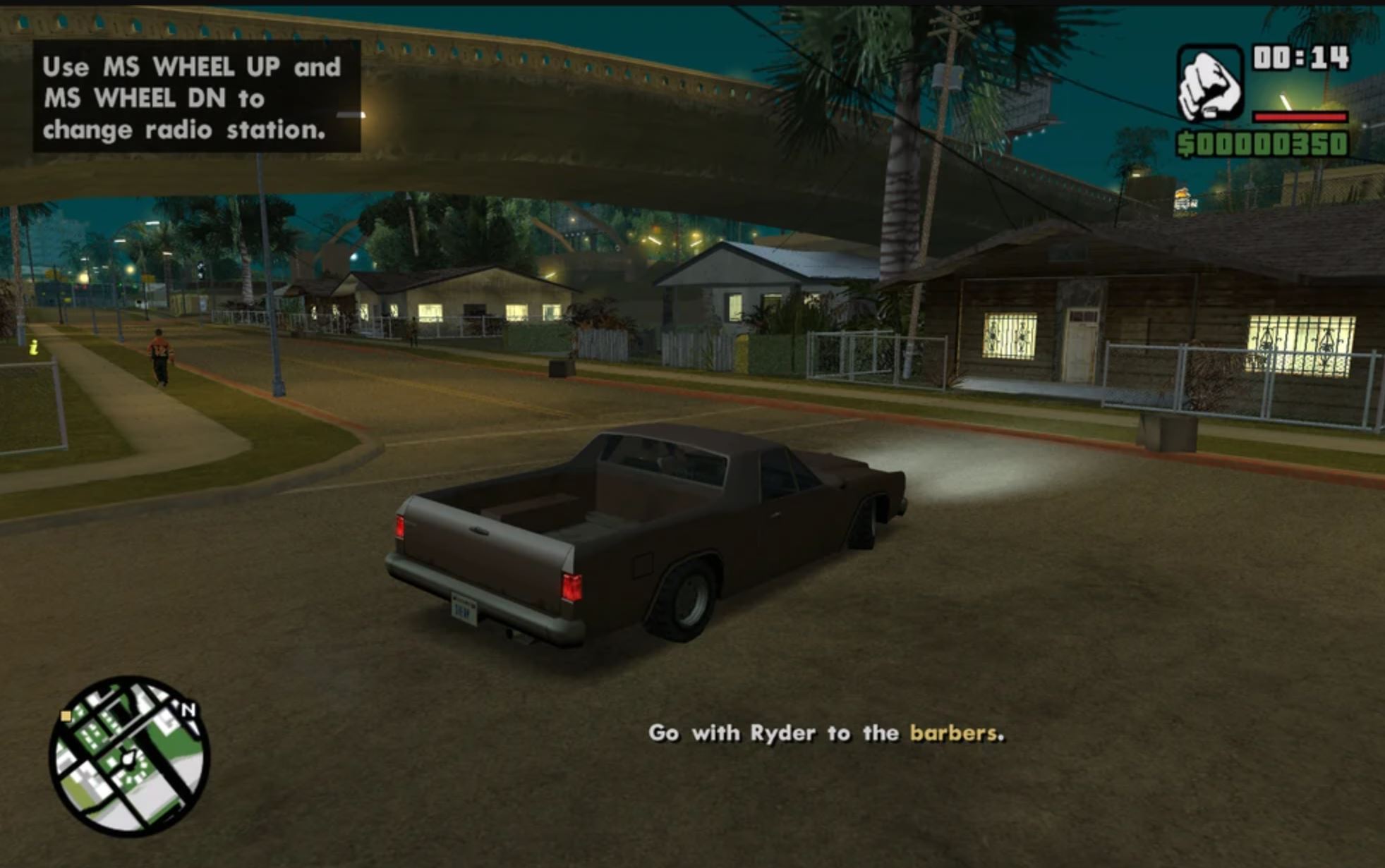 CJ takes out a Ballas gang car during the drive-by sequence